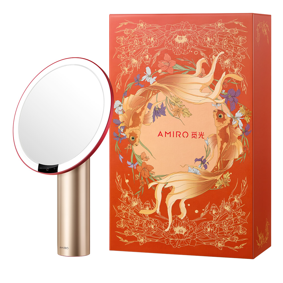 Photo of AMIRO Oath O2 LED Auto Illuminate Vanity Mirror Oriental Dynasty Edition (AML009AF, CN) - Red/Gold