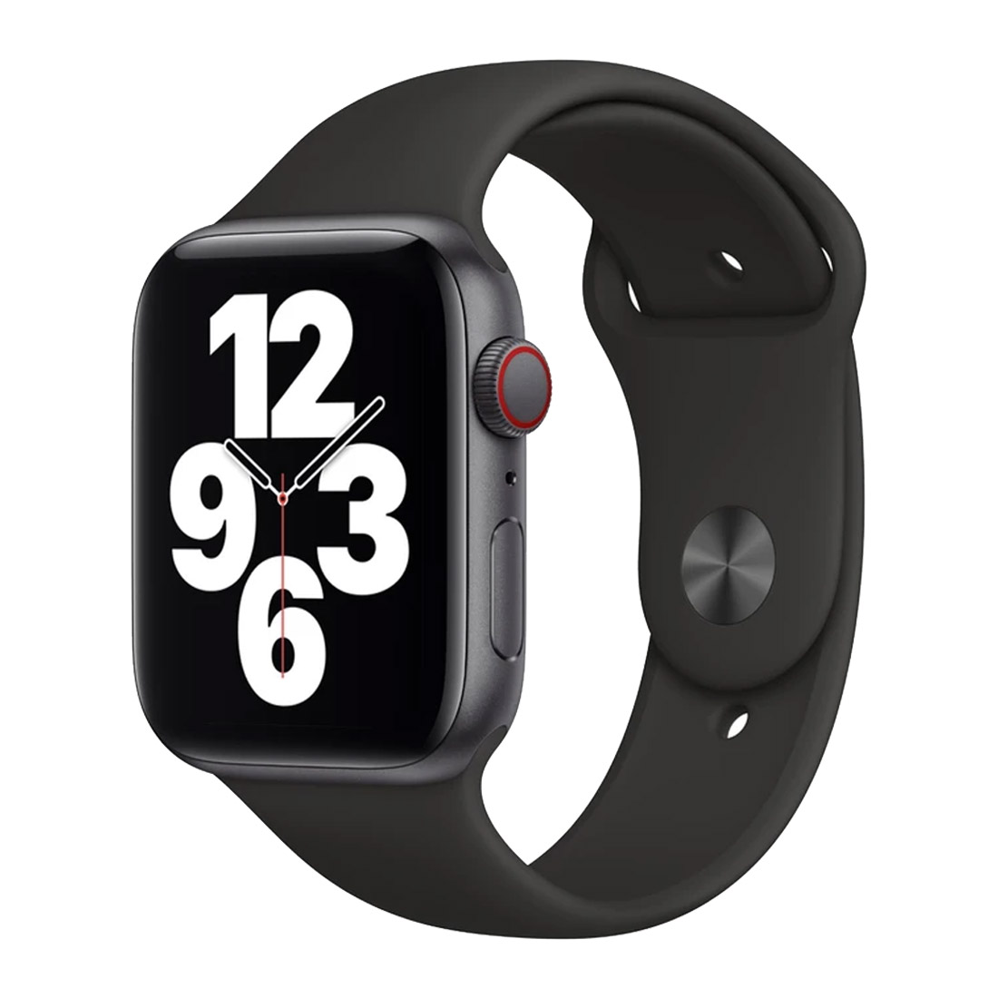 Apple Watch SE 44mm Space Grey Aluminium Case w/ Black Sport Band GPS + Cellular