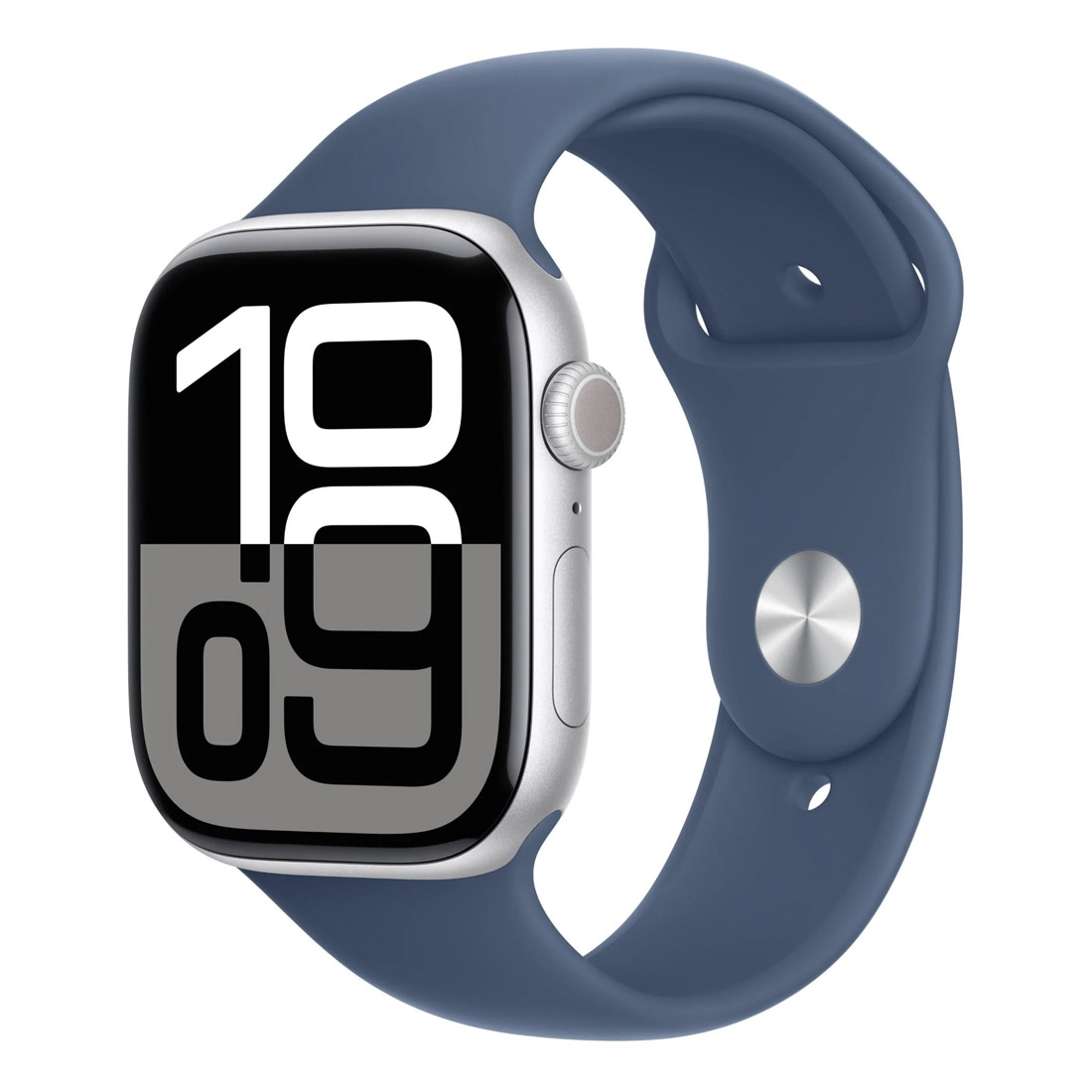 Photo of Apple Watch Series 10 GPS + Cellular 46mm Silver Aluminium Case w/ Denim Sport Band (M/L) [Refur] - Excellent