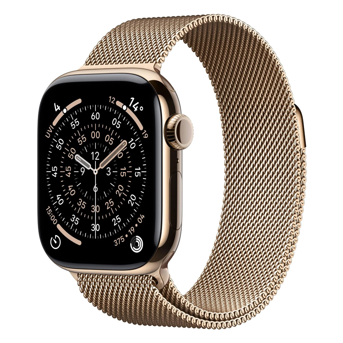 Photo of Apple Watch Series 11 GPS + Cellular 46mm Gold Titanium Case w/ Gold Milanese Loop (M/L)