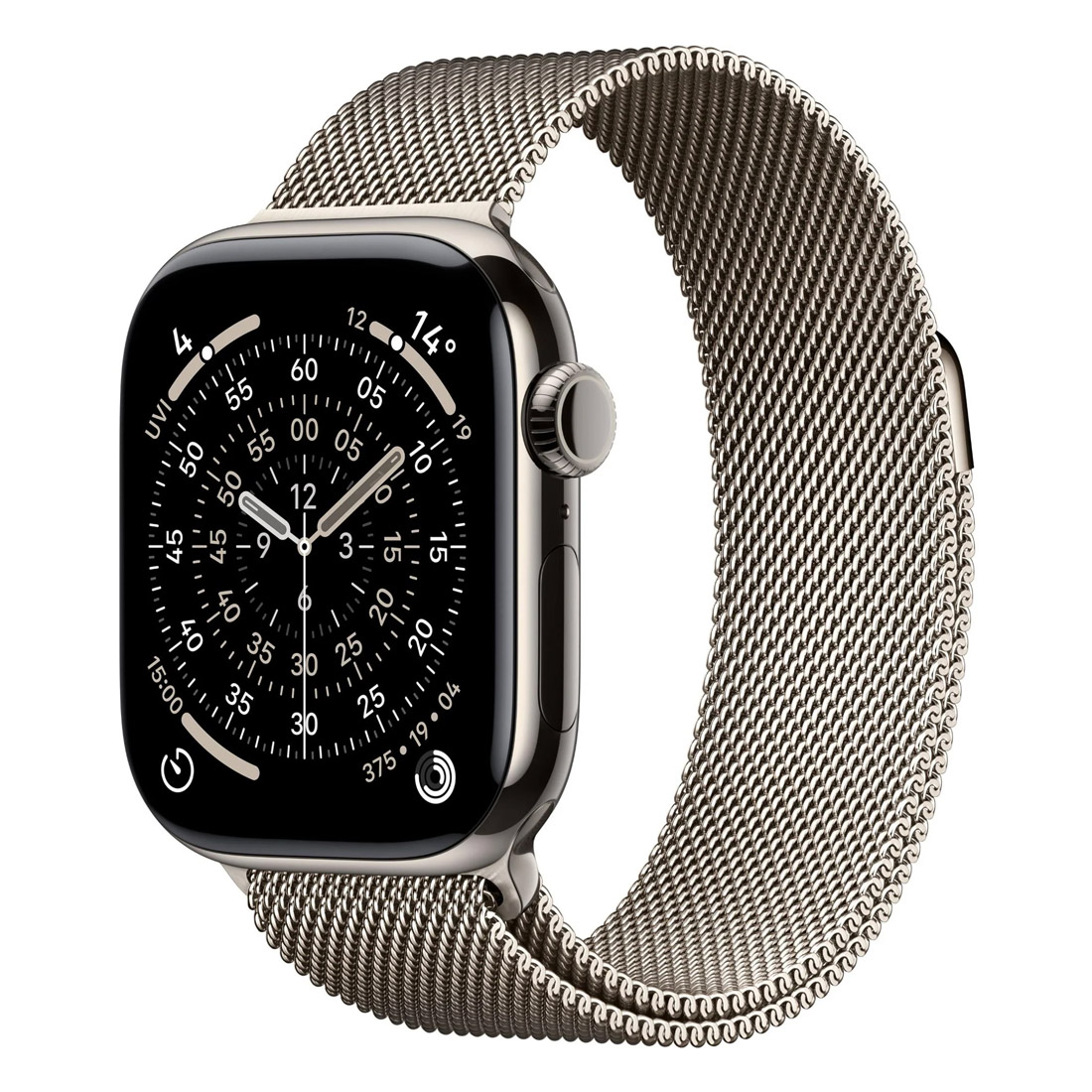 Photo of Apple Watch Series 11 GPS + Cellular 46mm Natural Titanium Case w/ Natural Milanese Loop (M/L)