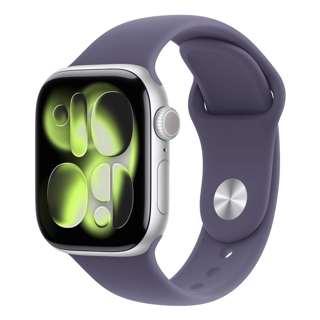 Photo of Apple Watch Series 11 GPS + Cellular 46mm Silver Aluminium Case w/ Purple Fog Sports Band (S/M)