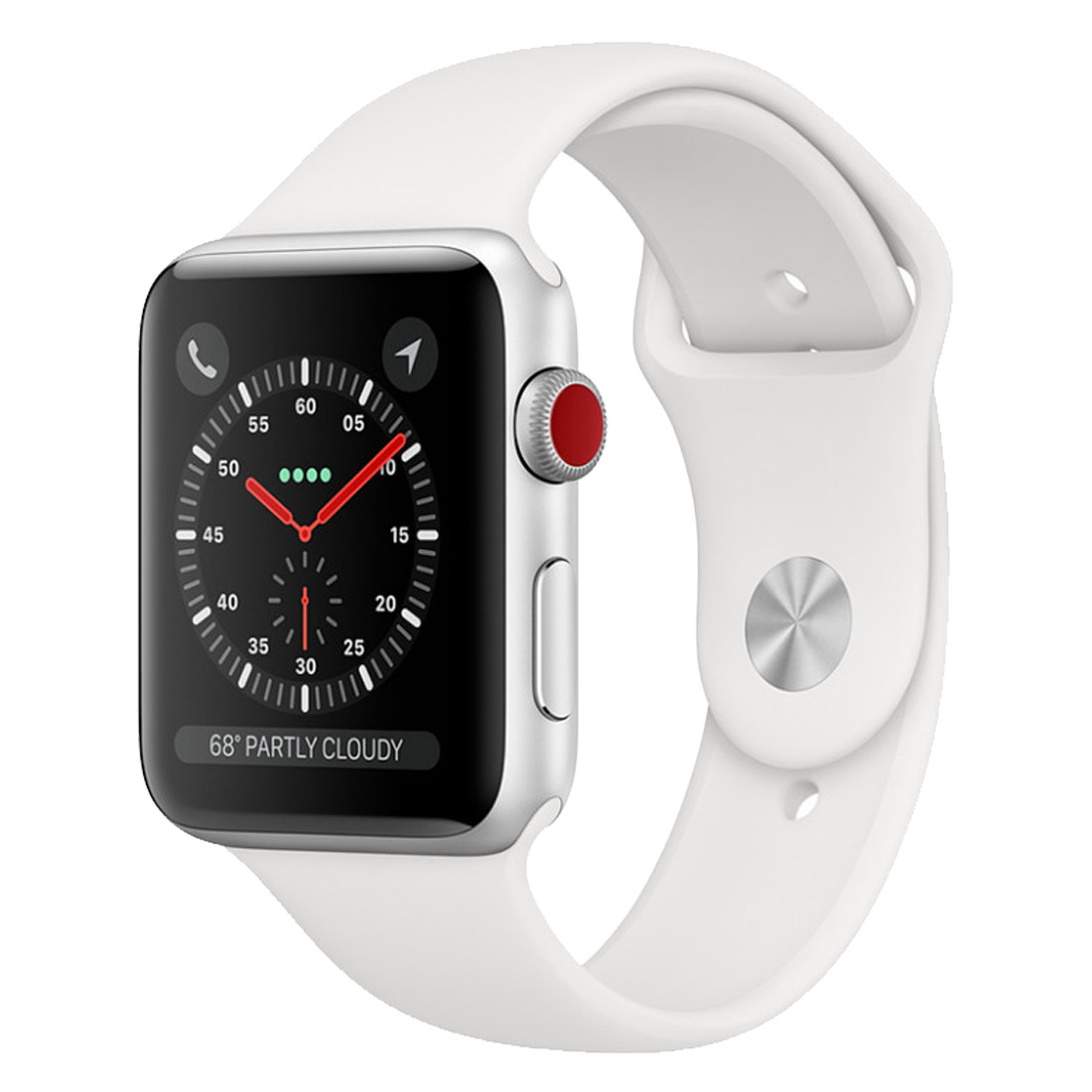Apple Watch 38mm Series 3 (GPS + Cellular) - Silver Aluminium Case w/ White Sports Band