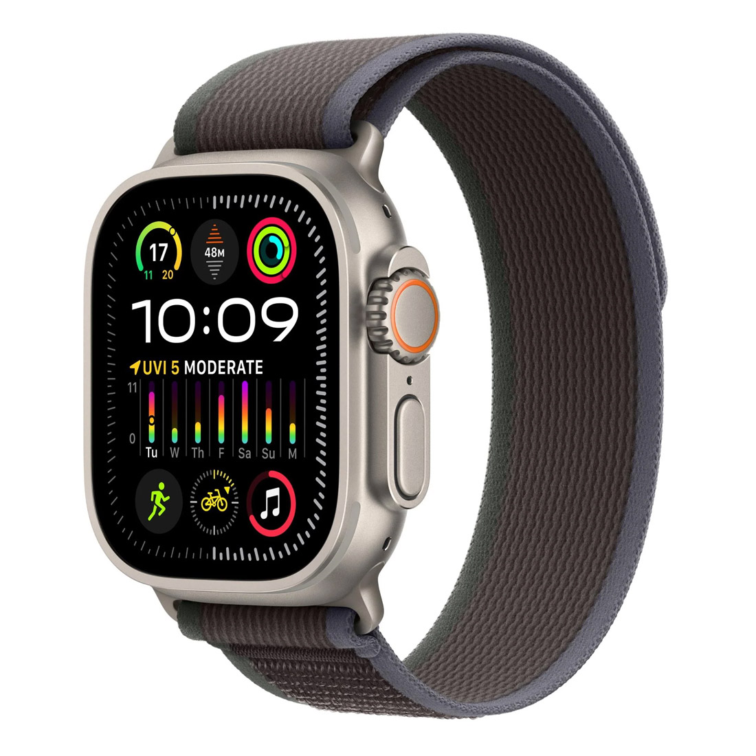 Photo of Apple Watch Ultra 2 49mm GPS + Cellular Titanium Case w/ Blue/Black Trail Loop (M/L)
