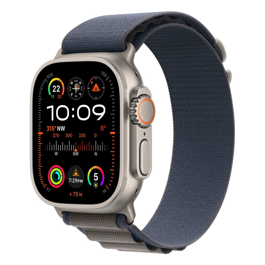 Photo of Apple Watch Ultra 2 49mm GPS + Cellular Titanium Case w/ Blue Alpine Loop Medium