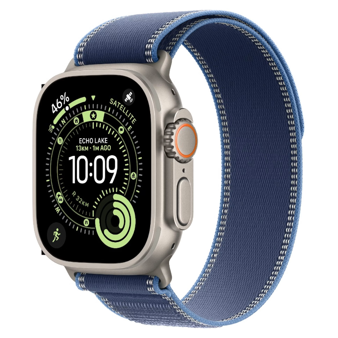 Photo of Apple Watch Ultra 3 49mm GPS + Cellular Natural Titanium Case w/ Blue/Bright Blue Trail Loop  (Small/Medium)
