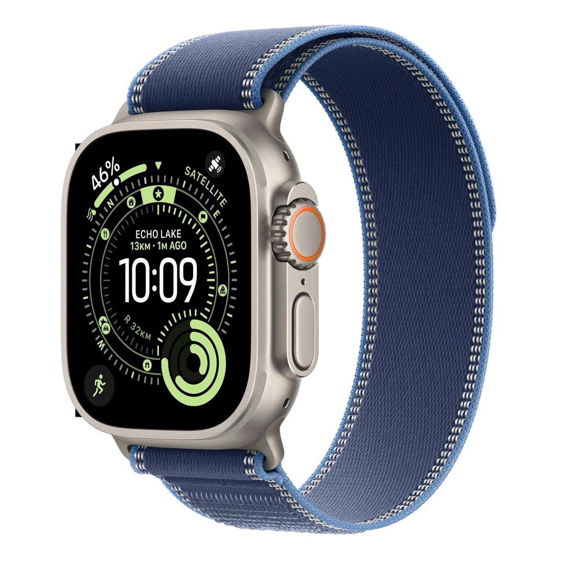 Photo of Apple Watch Ultra 3 49mm GPS + Cellular Natural Titanium Case w/ Bright Blue Trail Loop (Medium/Large)