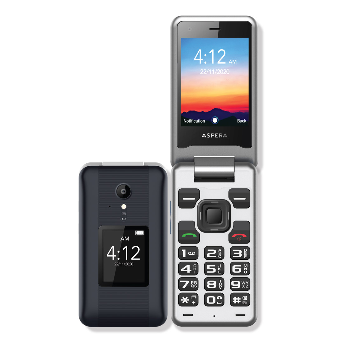 Aspera F42 Flip Phone 4G/LTE Titanium [Refurbished] - Excellent