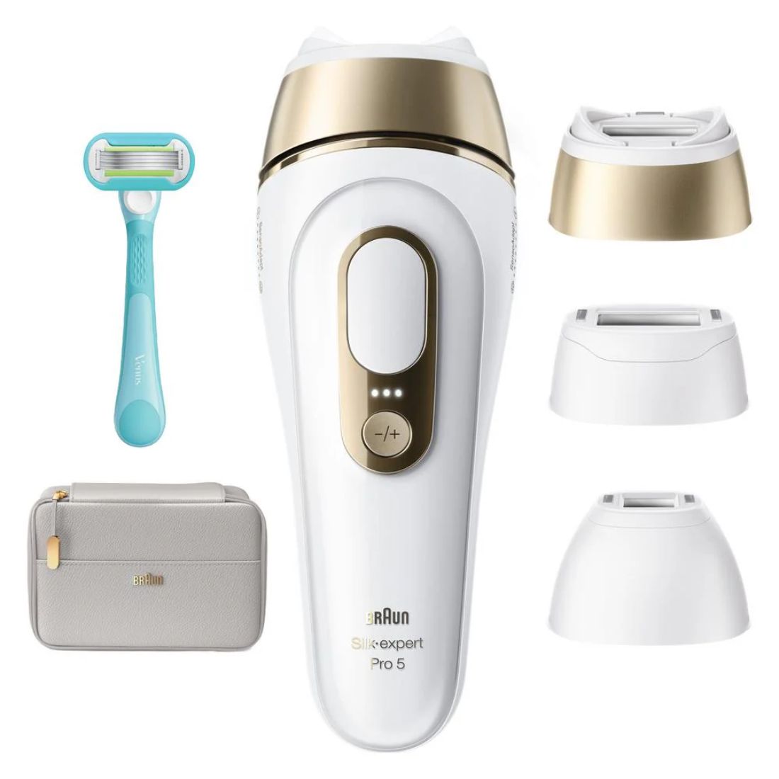 Photo of Braun IPL Silk-expert Pro 5 Hair Remover - 3 Attachment Heads - White/Golden