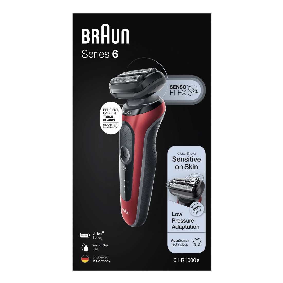 Photo of Braun Series 6 61-R1000s Wet & Dry shaver with Travel Case - Red