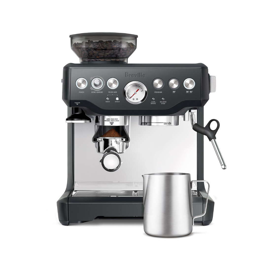 Breville Barista Express Manual Coffee Machine With Grinder BES870CHR - Charcoal-main 