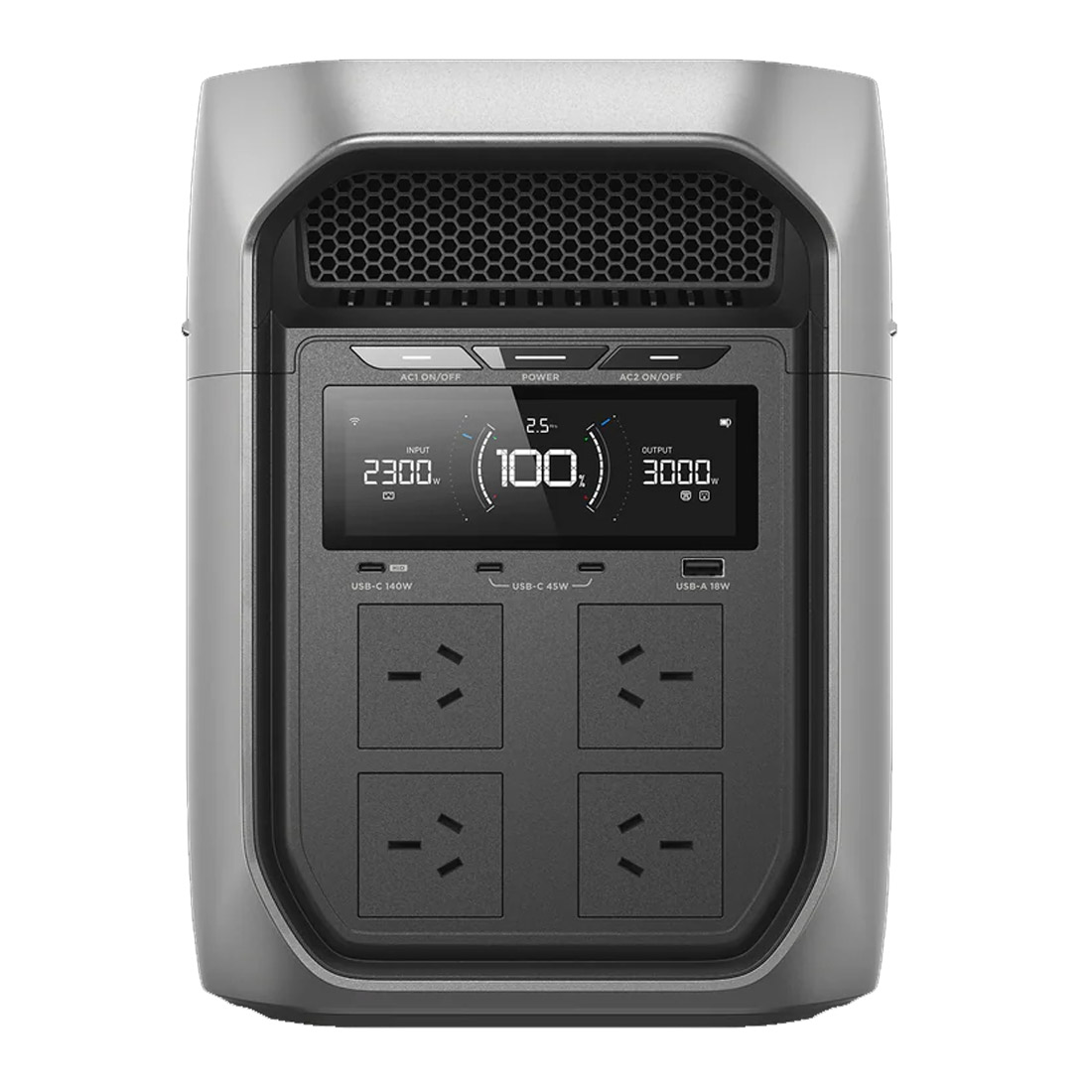 EcoFlow Delta 3 Max Plus Power Station w/ max 3000W AC output & Built in 2048Wh (170Ah@12V) Battery - Silver-front 