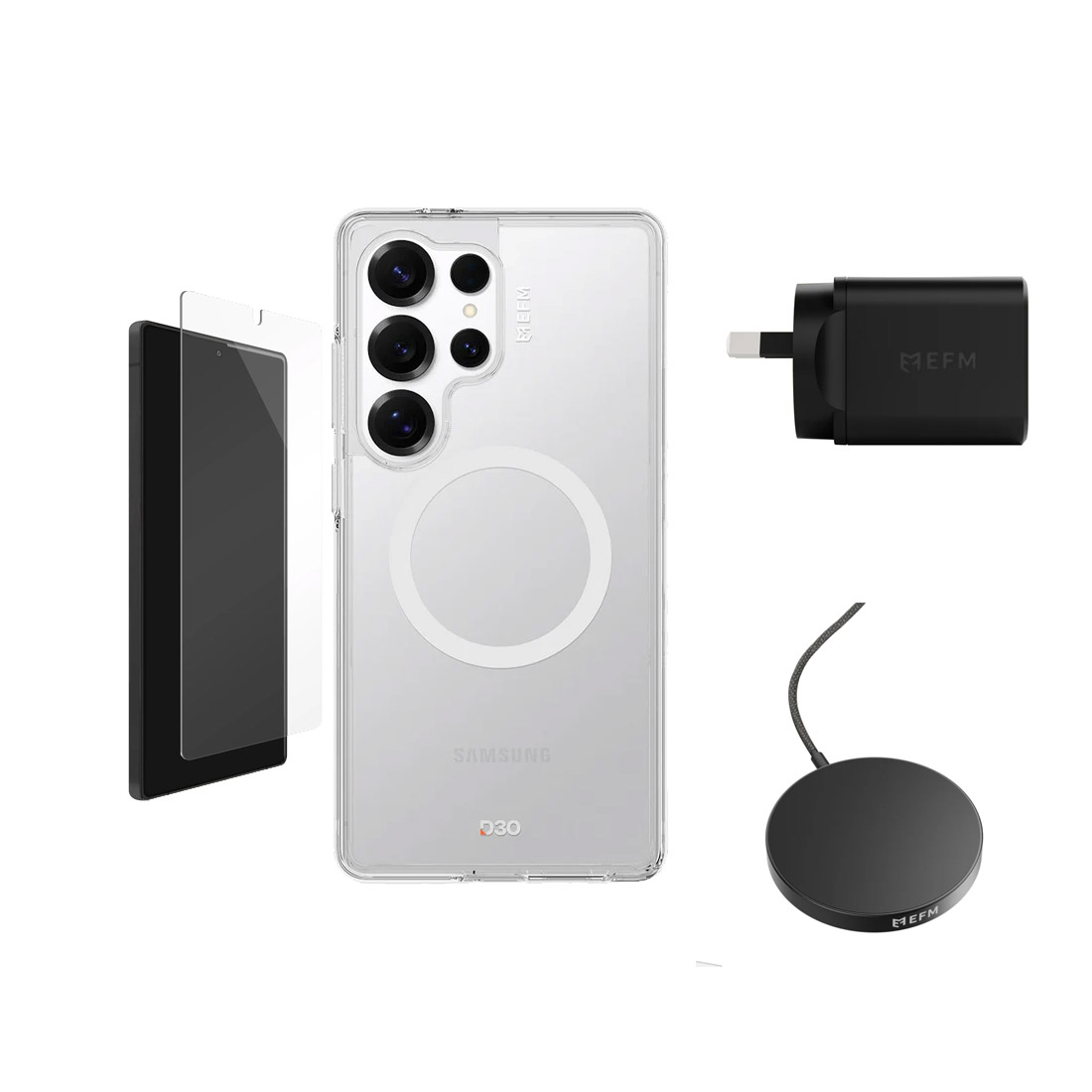 Photo of EFM Wireless Charger & D3O Case, Screen Guard Bundle for Samsung Galaxy S25 Ultra 