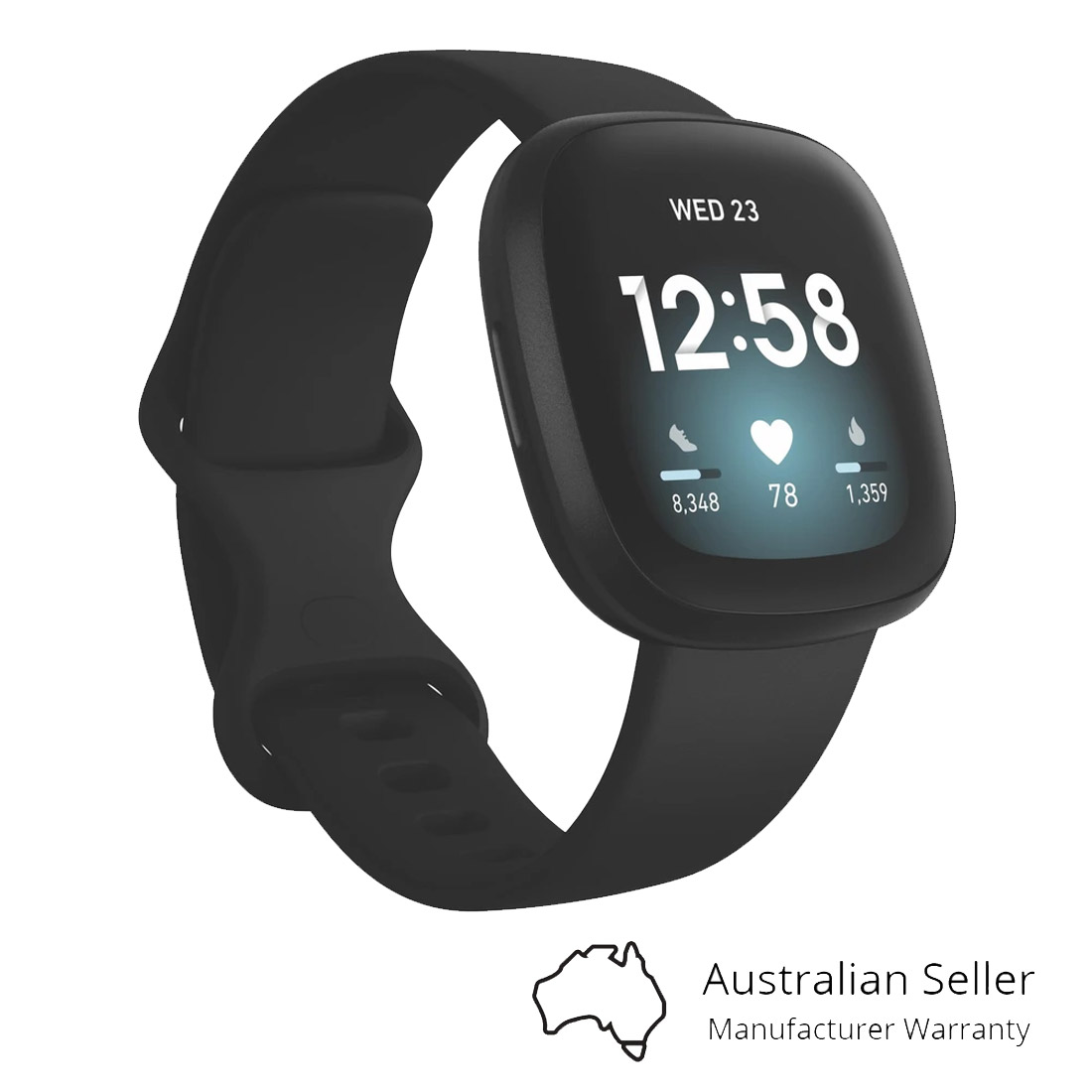 Fitbit Versa 3 Advanced Fitness Watch - Black/Black