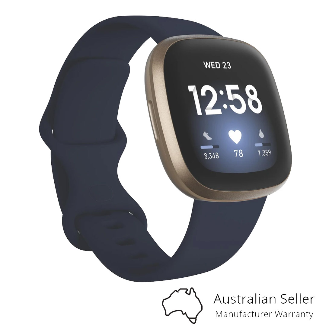 Fitbit Versa 3 Advanced Fitness Watch - Midnight/Soft Gold