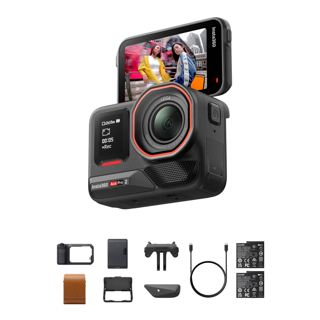 Insta360 Ace Pro 2 8K Action Camera Flash Print Bundle - Black -combo 