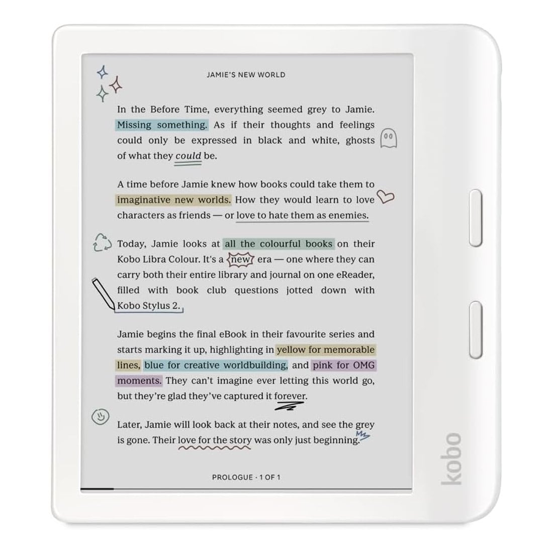 Kobo Libra Colour eReader (7'', 32GB, N428-KU) - White | Mobileciti