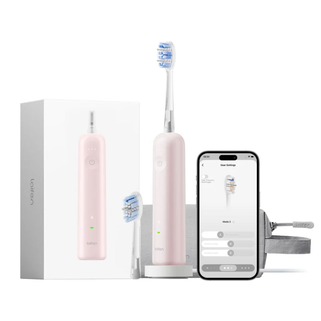 Photo of Laifen Wave Pro Electric Toothbrush w/ Travel Pouch - ABS Pink