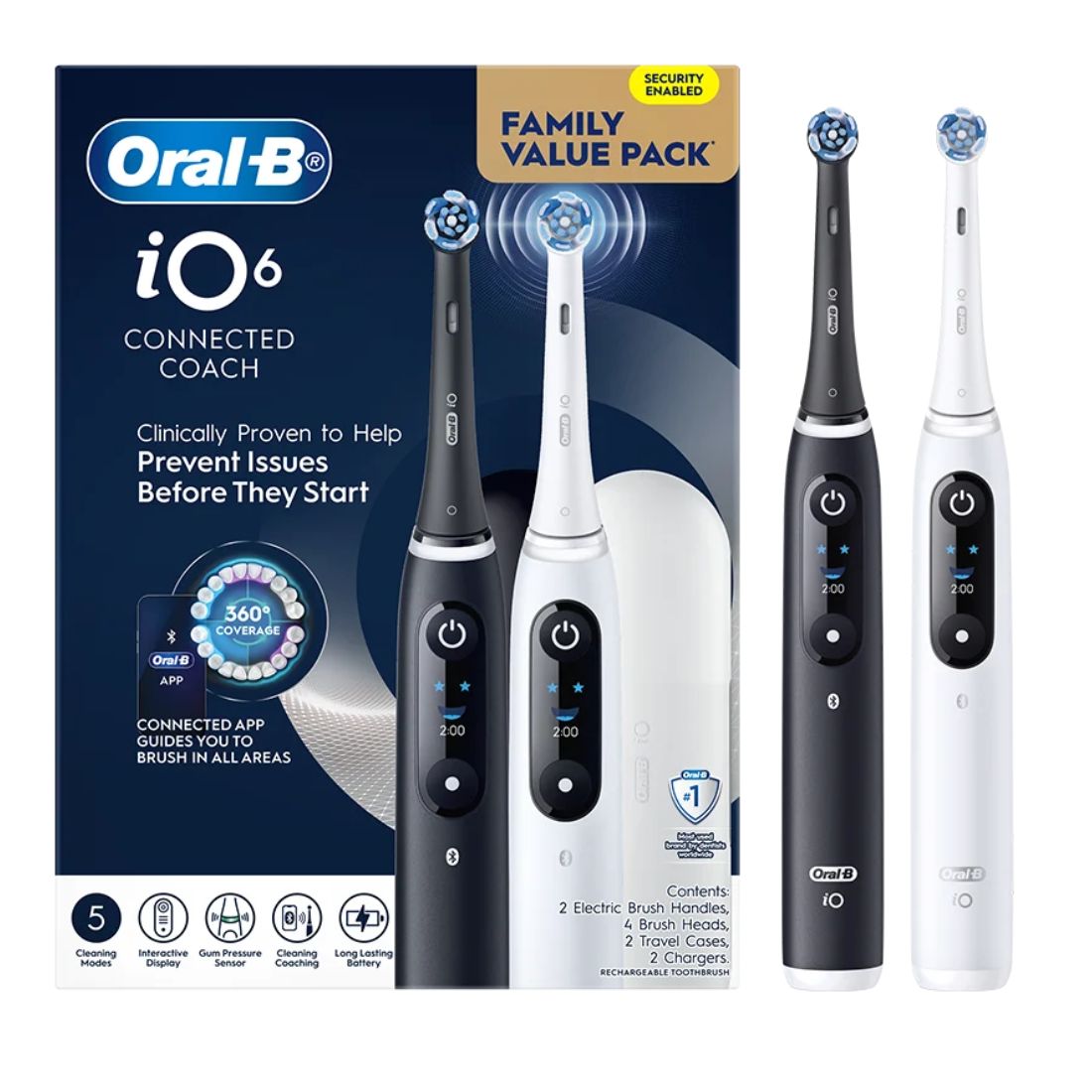 Photo of Oral-B iO 6 Dual Handle Electric Toothbrush Pack - Black & White