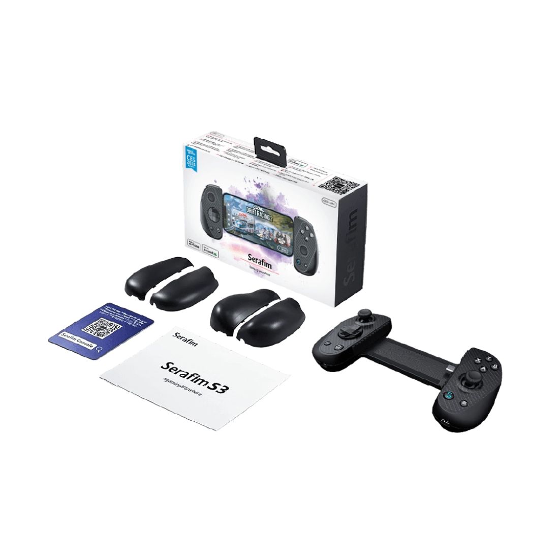 Serafim S3 Mobile Gaming Controller for iPhone 15/16/17 & Android  with Type-C USB Port - Black