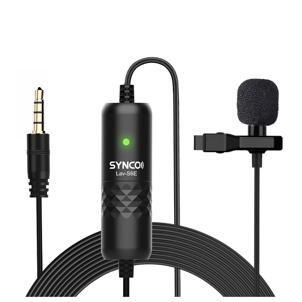 SYNCO Lav-S6E Omnidirectional Condenser Lavalier Microphone for Cameras/ Phones
