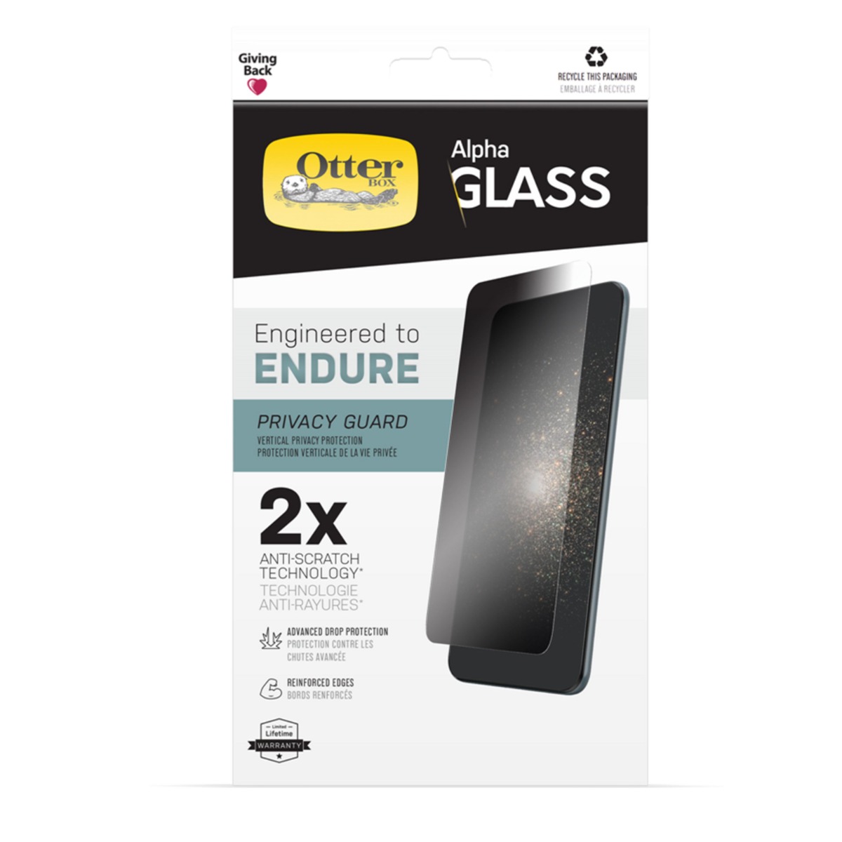 OtterBox Alpha Glass Privacy Screen Protector for Apple iPhone 12 Pro Max - Privacy Guard