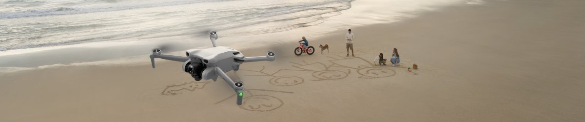 DJI mini drone flying over the beach