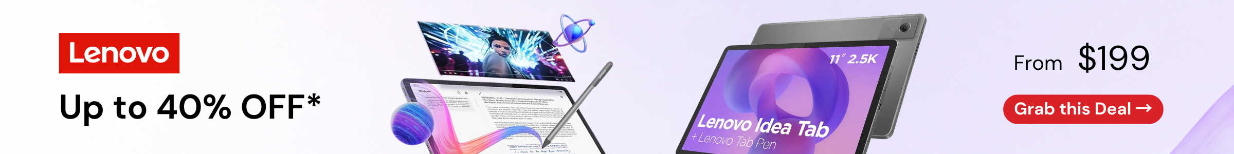 Up to 40% OFF Lenovo Tablets